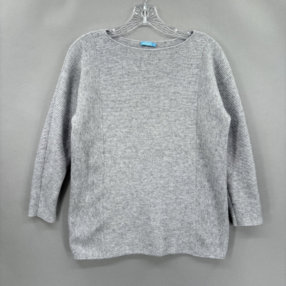 J McLaughlin Sweater Womens Small Gray Cashmere Cotton Ribbed Knit Pullover‎ S